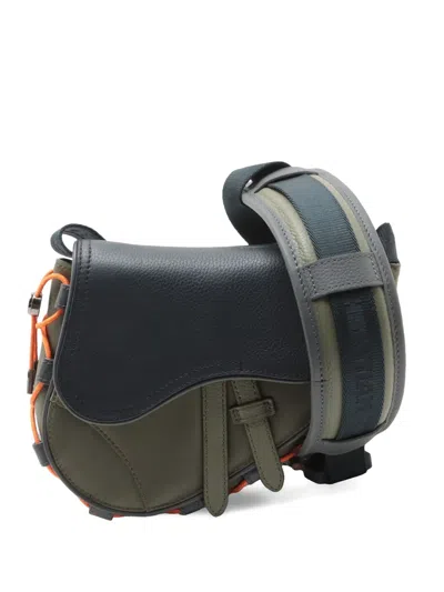 Pre-owned Dior X Sacai 2010s Saddle Lace-up Mini Shoulder Bag In Green