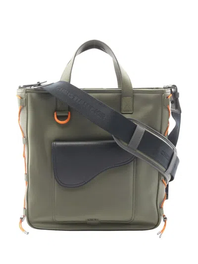 Pre-owned Dior X Sacai 2010s Saddle Magnetic-fastening Tote Bag In Green