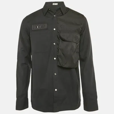 Pre-owned Dior X Sacai Black Cotton And Nylon Long Sleeve Shirt M