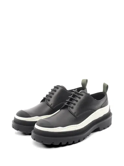 Pre-owned Dior X Sacai Explorer Derby Leather Sneakers In Black