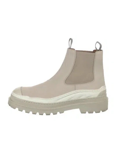 Pre-owned Dior X Sacai Leather Chelsea Boots In Neutral