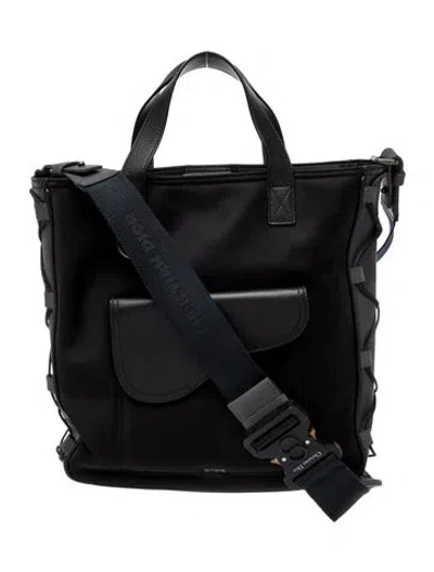 Pre-owned Dior X Sacai Nylon Saddle Tote In Black