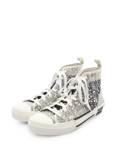 Pre-owned Dior X Shawn Stussy 2010s B23 Embroidery Sneakers In White