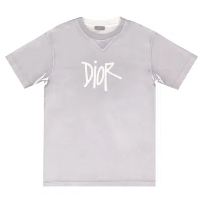 Pre-owned Dior X Shawn Stussy Ltd Edition Oversized Bee T-shirt In Gray