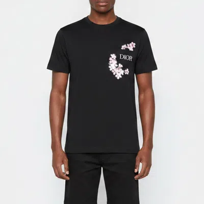 Pre-owned Dior X Sorayama Black Flower Patch Cotton Crewneck T-shirt Xs
