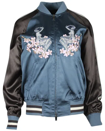 Dior X Sorayama Embroidered Souvenir Bomber Jacket In Blue