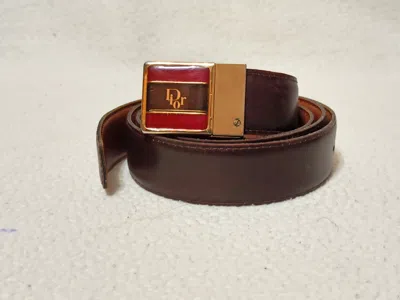 Pre-owned Dior X Vintage Dior Vintage Belt With Swiveling Buckle In Brown