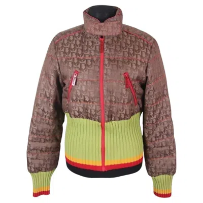 Pre-owned Dior Y2k Christian  / Galliano Fw/2004 Monogram Rasta Puffer Jacket Usa 6 Vintage In Brown