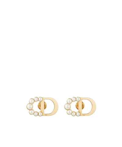 Dior Inlaid Earrings In Yellow