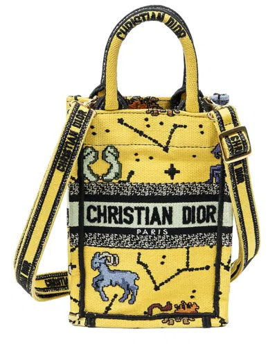 Dior Yellow Embroidered Mini Book Tote Phone Bag (authentic Pre-loved)