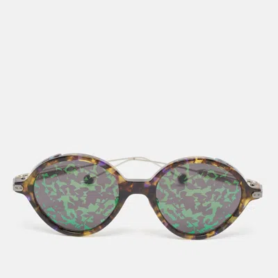 Pre-owned Dior Yellow Havana/green Mirrored Ox8tw Umbrage Round Sunglasses