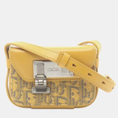 Pre-owned Dior Yellow Nano Oblique Lock Pouch Crossbody