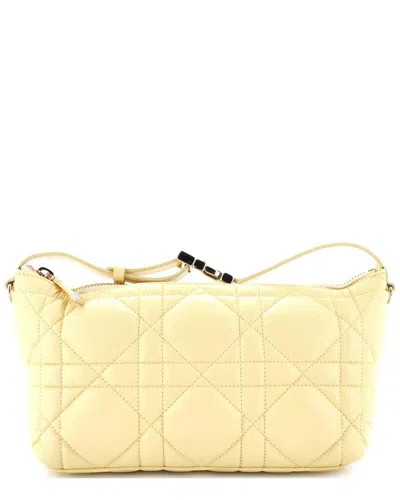 Dior Yellow Sheep Leather Travel Nomad Pouch Macrocannage Quilt Medium  (authentic Pre-loved)