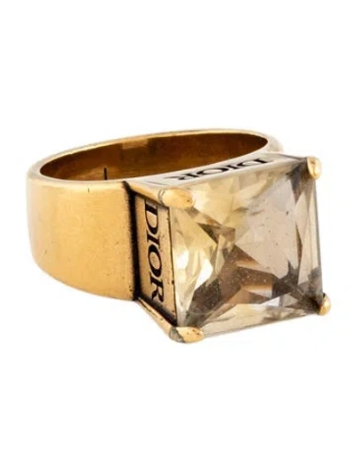 Pre-owned Dior Yellow Stone Cocktail Ring In Multi