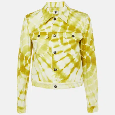 Pre-owned Dior Yellow Tie Dye Denim Button Front Jacket M