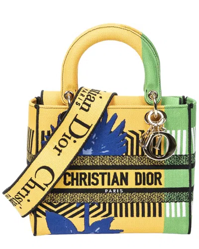 Dior Yellow/green Embroidered Medium Lady D-lite (authentic Pre-loved)