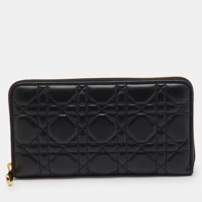 Pre-owned Dior Zip Around Wallet In Black