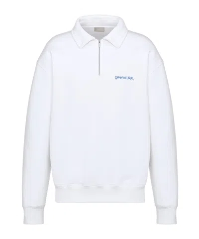 Dior Zip-neck Sweatshirt In White