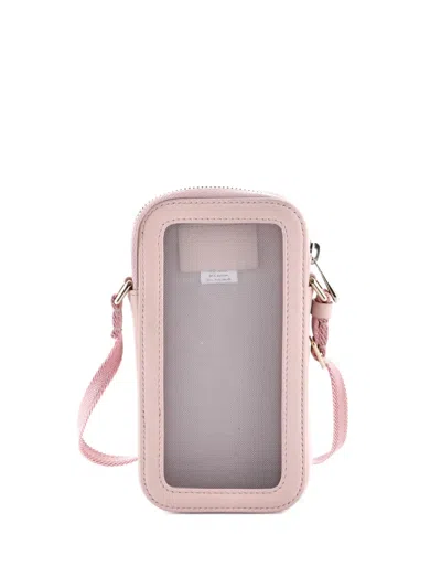 Pre-owned Dior Zip Phone Holder Printed Canvas And Leather Crossbody Bag In Pink