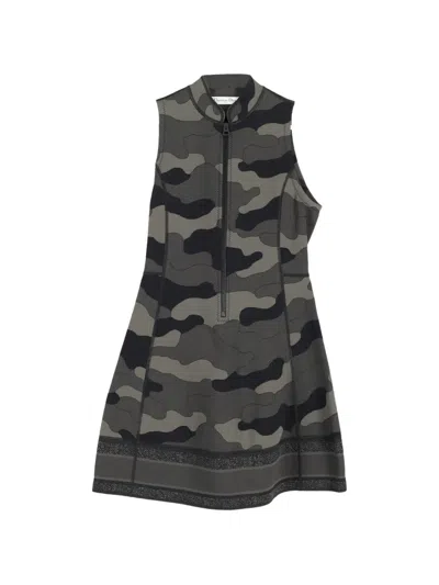 Pre-owned Dior Zipped Camouflage Mini Dress In Gray