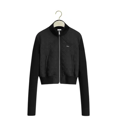Dior Zipped Cropped Macrocannage Jacket In Black