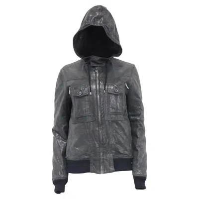 Pre-owned Dior Zipped Hooded Bomber Jacket In Black Leather