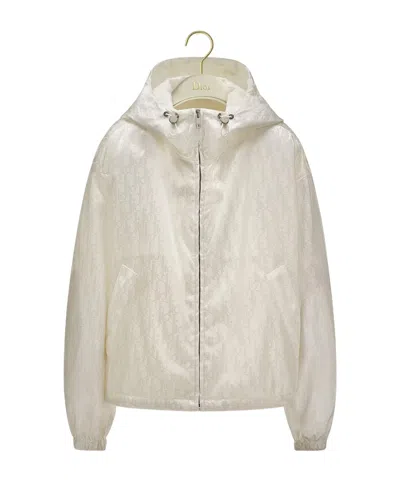 Dior Zipped Jacket With Hood In White