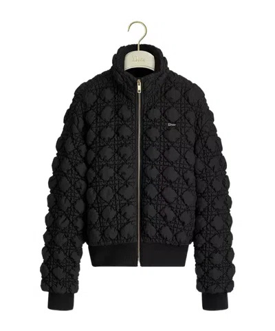 Dior Zipped Macrocannage Jacket In Black