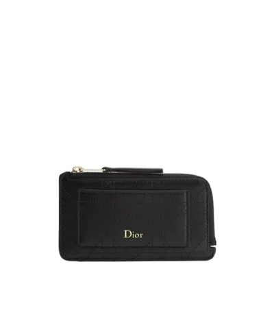 Dior Zipper Card Holder In Black
