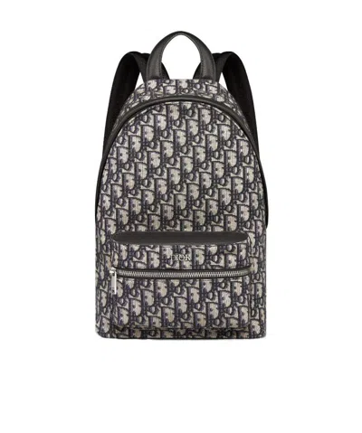 Dior Zipper Jacquard Backpack In Black