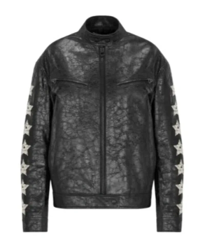 Dior Zipper Long-sleeved Leather Jacket In Black