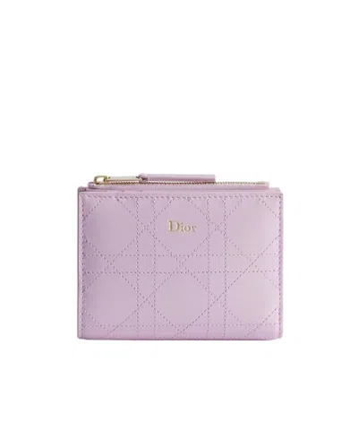 Dior Zipper Wallet In Purple