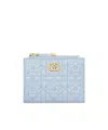 Dior Zipper Wallet In Sky-blue