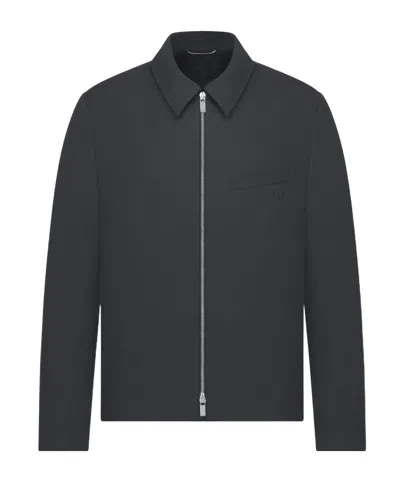 Dior Zipper Wool Blended Leisure Jacket In Black