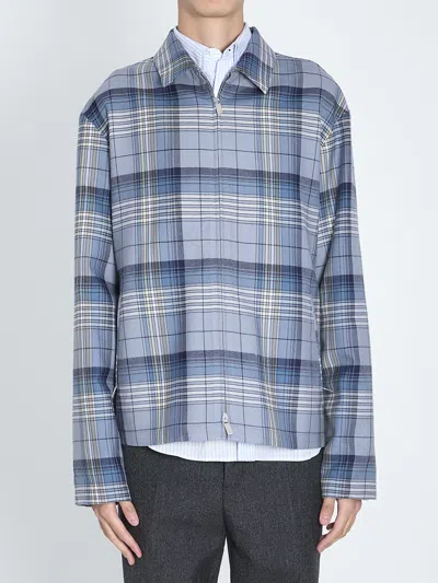Dior Zippered Check Shirt In Blue