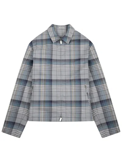 Dior Zippered Check Shirt For Men - Ss25 Collection In Gray