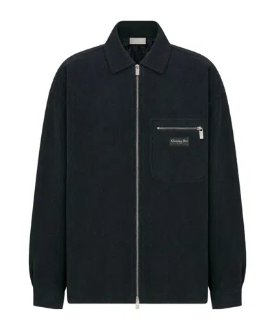 Dior Zippered Shirt Jacket In Black