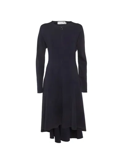 Pre-owned Dior Zip-up Flared Midi Dress In Blue