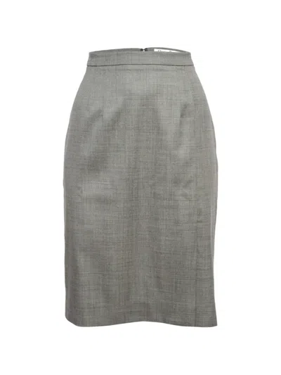 Pre-owned Dior Zip-up Pencil Skirt In Gray