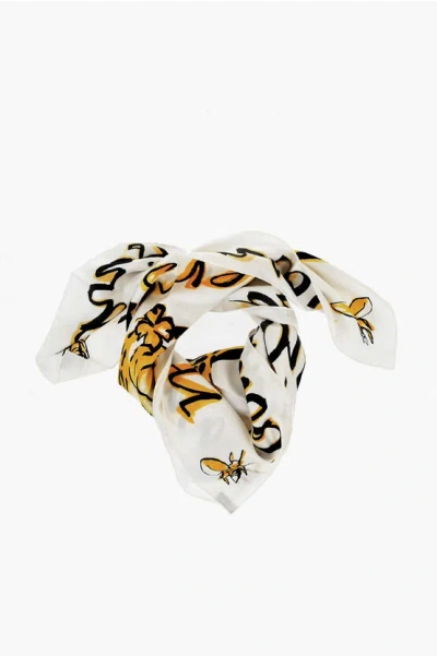 Dior Zodiac Printed Silk Le Verseau Foulard In White