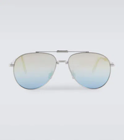 Dior 90 A1u Foldable Sunglasses In Shiny Blue / Blu Mirror