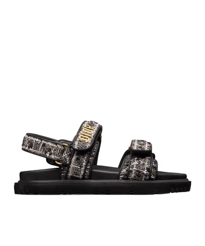 Dior Act Flat Sandals In Black