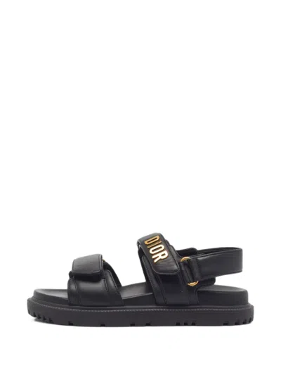 Pre-owned Dior Act Touch-strap Sandals In Black