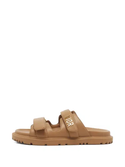 Pre-owned Dior Act Touch-strap Sandals In Brown