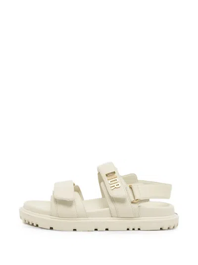 Pre-owned Dior Act Touch-strap Sandals In Neutrals