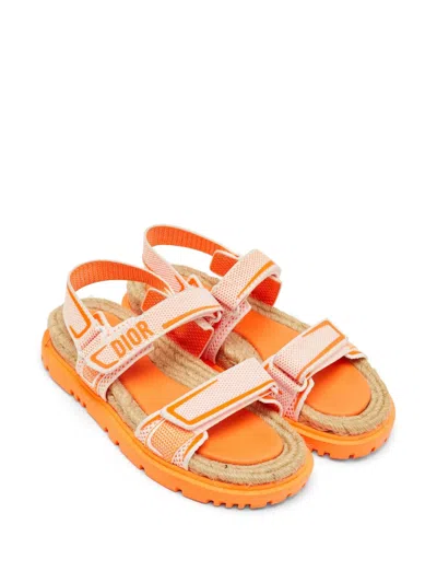 Pre-owned Dior Act Touch-strap Sandals In Orange