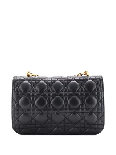 Pre-owned Dior Addict Flap Bag Cannage Quilt Lambskin Medium Shoulder Bag In Black