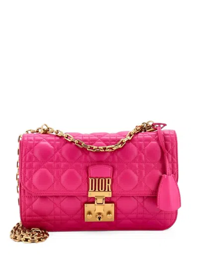 Pre-owned Dior Addict Flap Bag Cannage Quilt Lambskin Medium Shoulder Bag In Pink