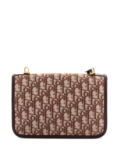 Pre-owned Dior Addict Flap Bag With Strap Oblique Canvas Medium Shoulder Bag In Brown