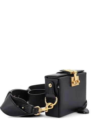 Pre-owned Dior Addict Lockbox Bag Leather Small Crossbody Bag In Black